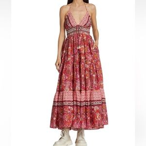 FREE PEOPLE PRINTED FLORAL HALTER DRESS